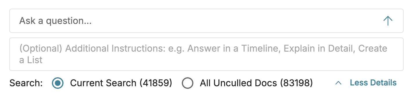 Search bar interface with options for current search and uncultured documents.